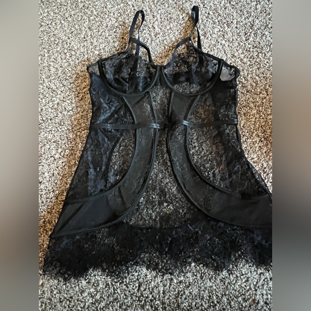 Black Lace Sheer Lingerie Dress